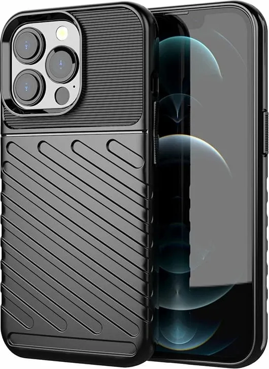 Mbështjellës Hurtel Thunder Case për iPhone 13 Pro, TPU, i zi - 1