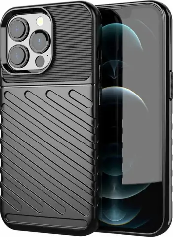 Mbështjellës Hurtel Thunder Case për iPhone 13 Pro, TPU, i zi