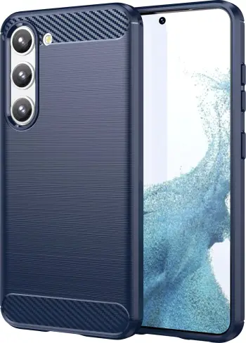 Kapak telefoni Hurtel Carbon Case Samsung Galaxy S23+, silikoni fleksibël, efekt karboni, blu