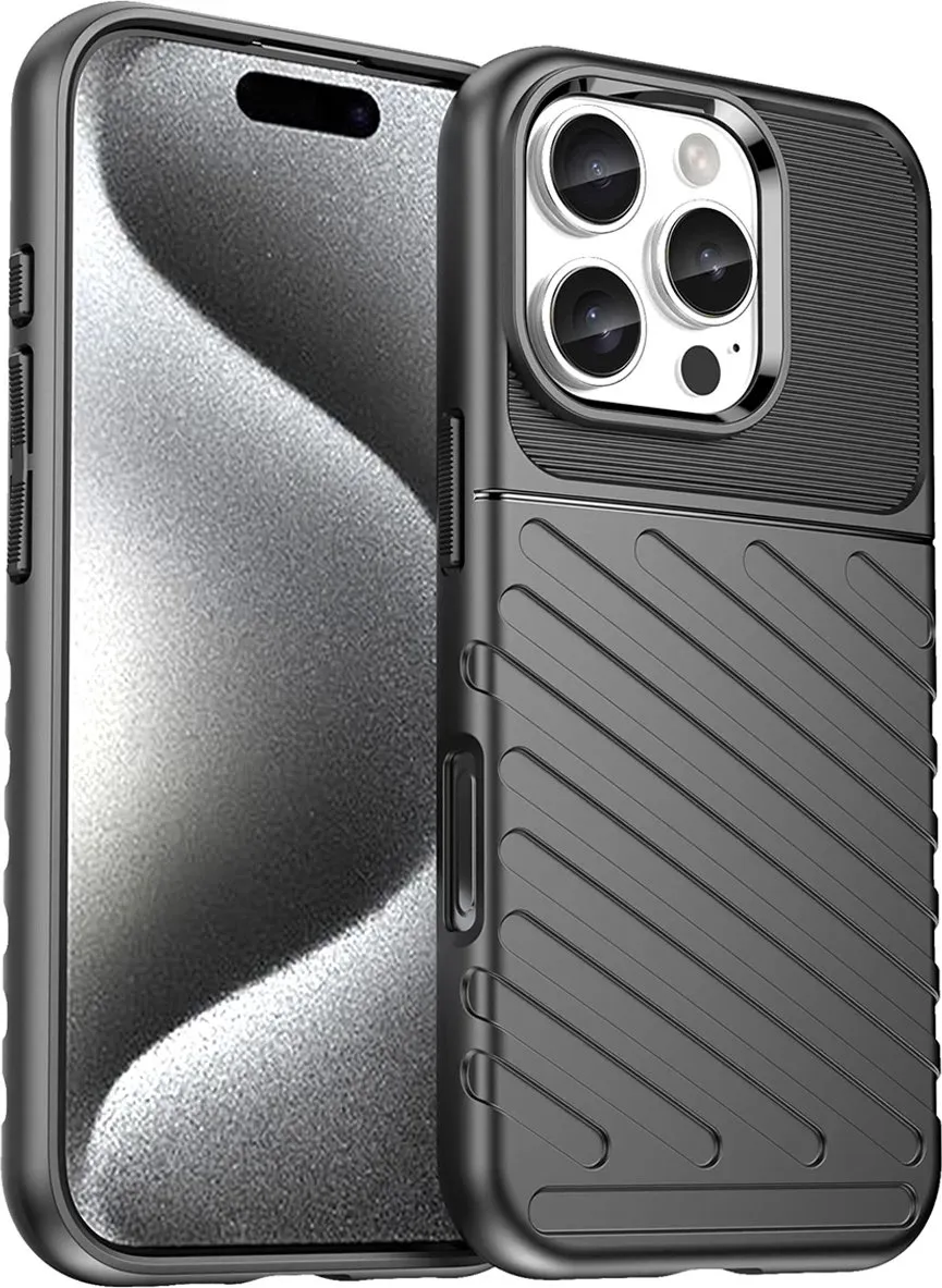 Mbështjellës Hurtel Thunder Case për iPhone 16 Pro, TPU, i zi - 1