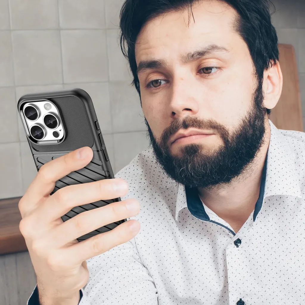 Mbështjellës Hurtel Thunder Case për iPhone 16 Pro, TPU, i zi - 7