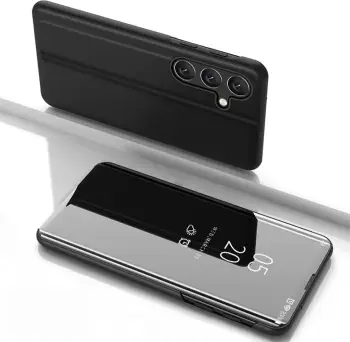 Mbështjellës Hurtel Clear View Case për Samsung Galaxy S25+, e zezë