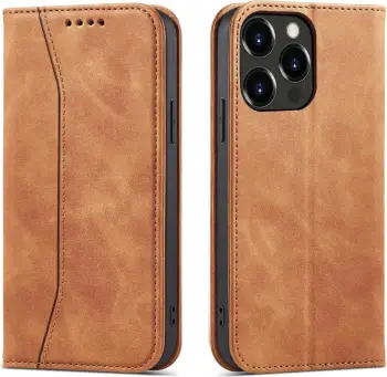 Mbështjellës Hurtel Magnet Fancy Case për iPhone 13 Pro Max, me portofol, kafe