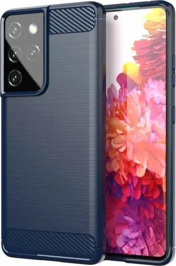 Mbështjellës Hurtel Carbon Case për Samsung Galaxy S21 Ultra 5G, TPU, Blu