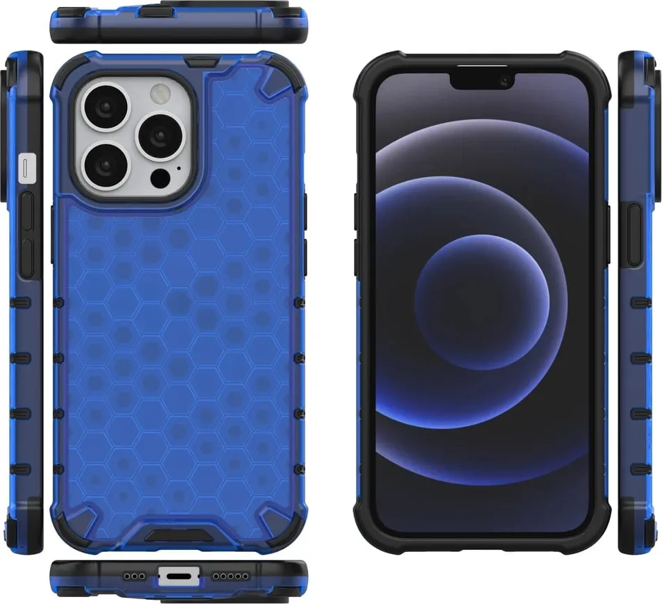 Mbështjellës Hurtel Honeycomb për iPhone 13 Pro, kaltër - 2