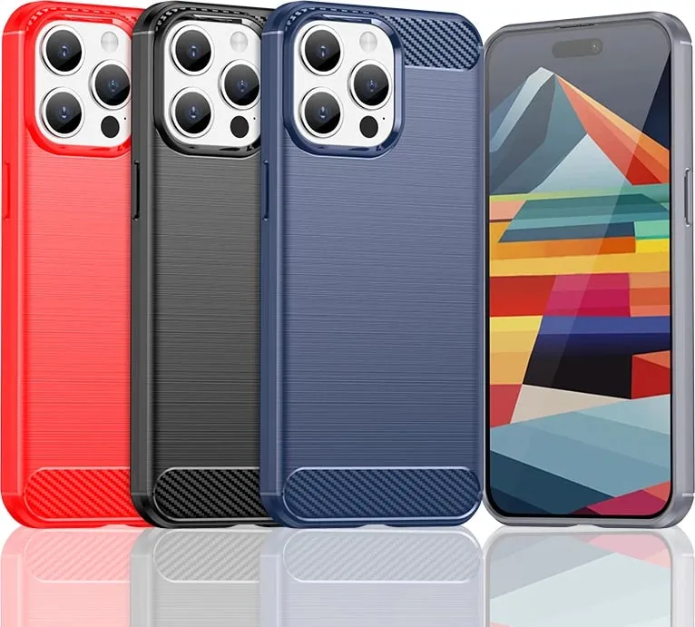 Mbështjellës Hurtel Carbon Case për iPhone 15 Pro Max, TPU, kaltër - 2
