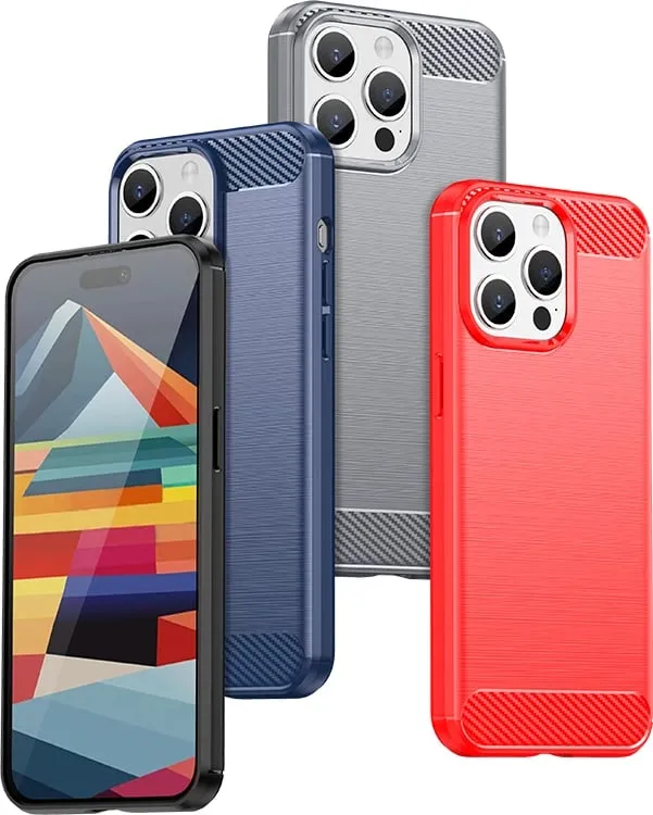 Mbështjellës Hurtel Carbon Case për iPhone 15 Pro Max, TPU, kaltër - 3