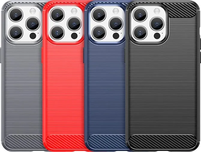 Mbështjellës Hurtel Carbon Case për iPhone 15 Pro Max, TPU, kaltër - 7