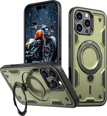 Mbështjellës Hurtel Hybrid Armor Trendy me MagSafe për iPhone 16 Pro Max, Jeshil