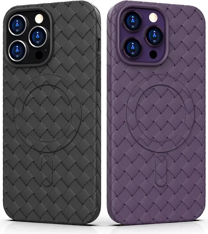 Mbështjellës Hurtel Woven Case për iPhone 15, MagSafe, blu e errët - 5