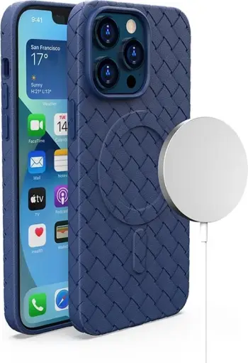 Mbështjellës Hurtel Woven Case për iPhone 15, MagSafe, blu e errët
