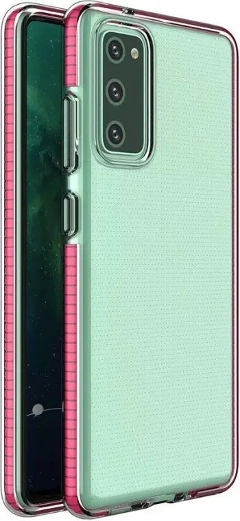 Mbështjellës Hurtel Spring Case për Samsung Galaxy A02s EU, TPU, transparent me kornizë rozë të errët