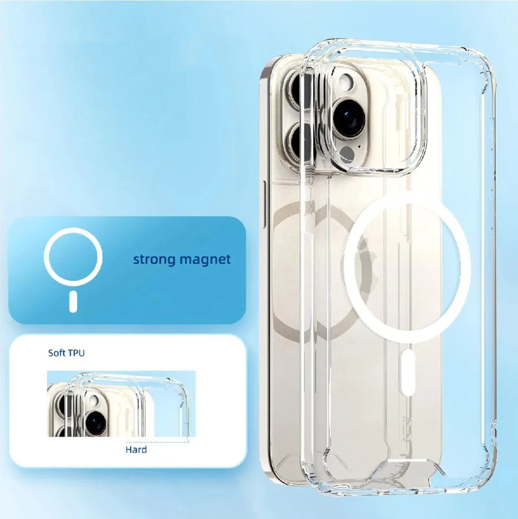 Mbështjellës Hurtel MagSafe Clear Corner Case për iPhone 16 Pro, transparent - 7