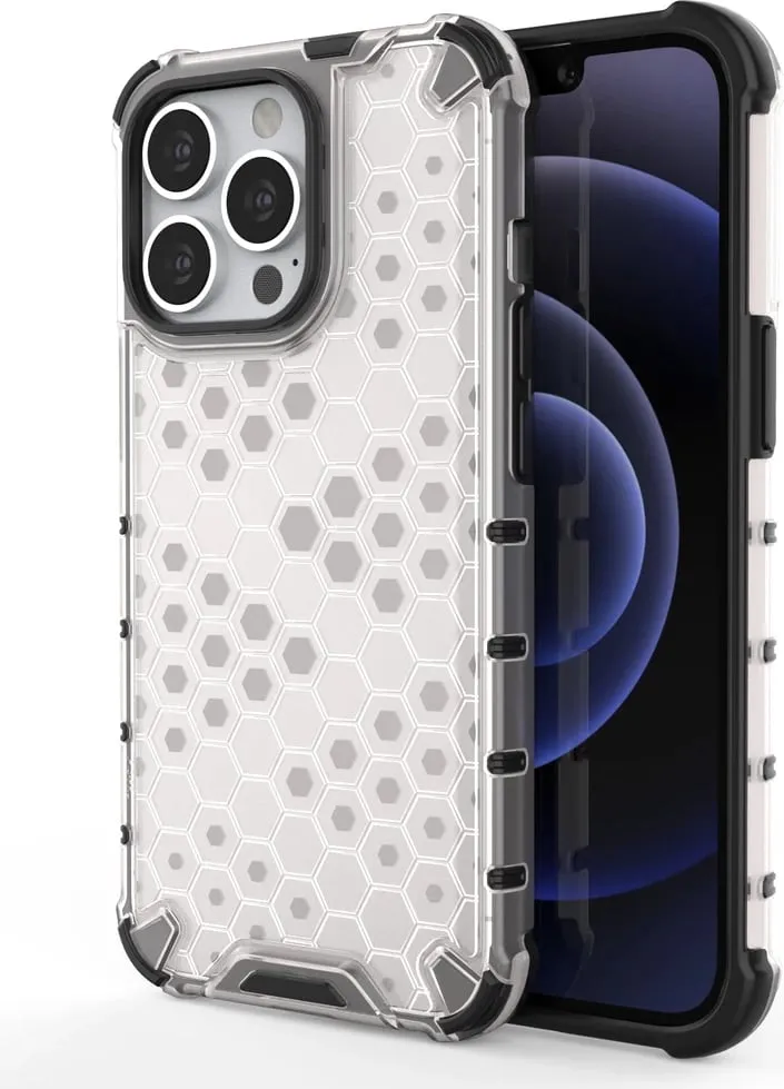 Mbështjellës Hurtel Honeycomb për iPhone 13 Pro, transparent - 1