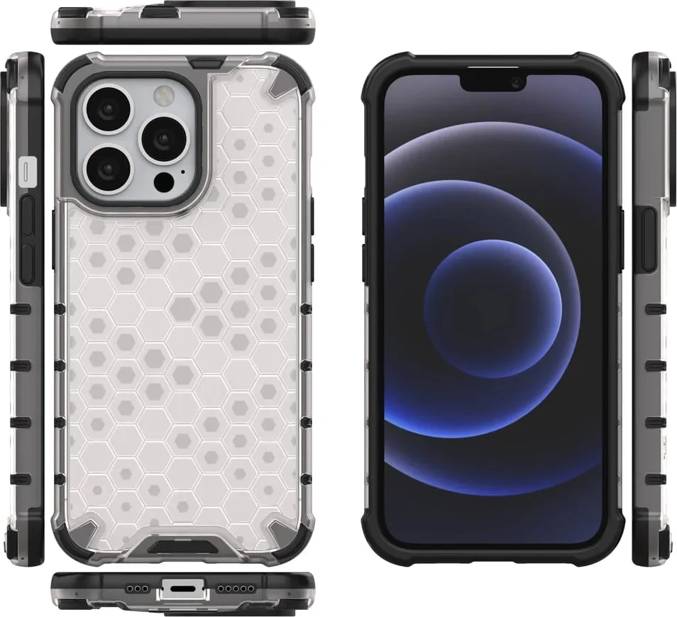 Mbështjellës Hurtel Honeycomb për iPhone 13 Pro, transparent - 12