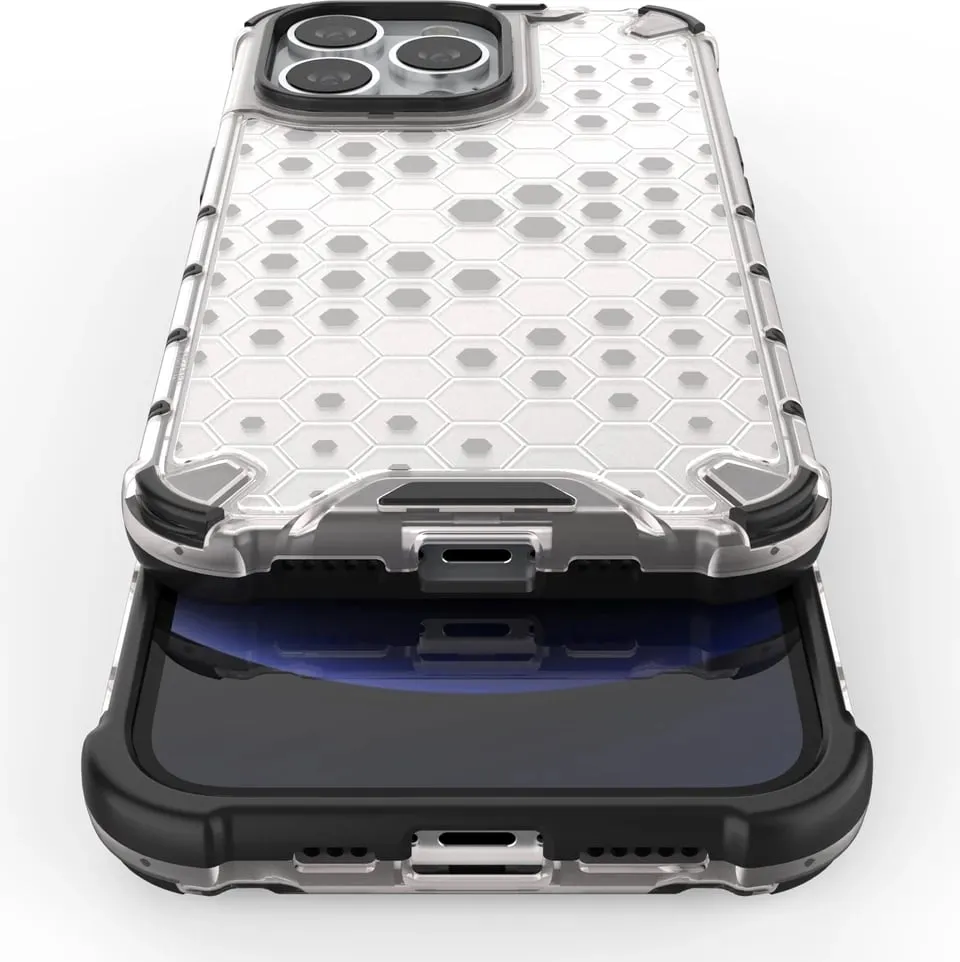 Mbështjellës Hurtel Honeycomb për iPhone 13 Pro, transparent - 9