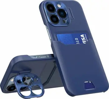 Mbështjellës Hurtel Leather Stand Case për Samsung Galaxy S23+, xhep për kartela, me qëndrim, Blu