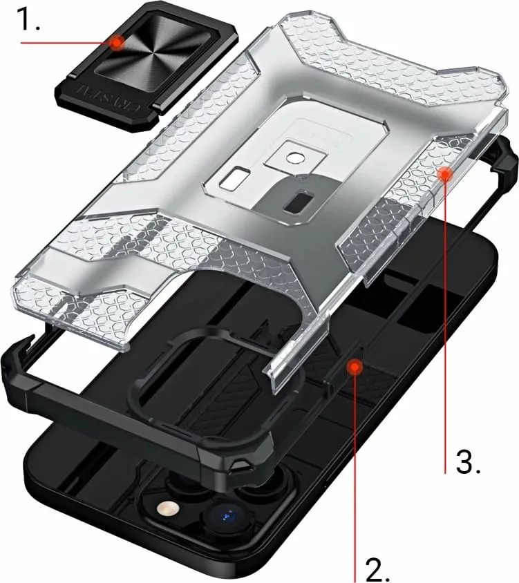 Mbështjellës Hurtel Crystal Ring Case me mbajtëse, për iPhone 12 Pro Max, e zezë - 6