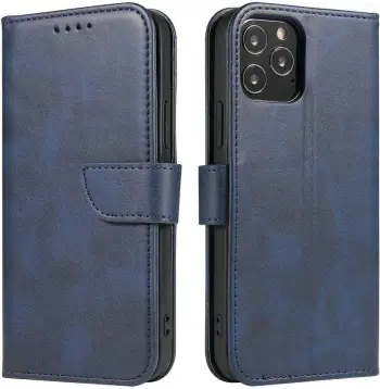 Mbështjellës Hurtel Magnet Case për Poco M4 Pro 5G, me kapak dhe qëndrim, kaltër