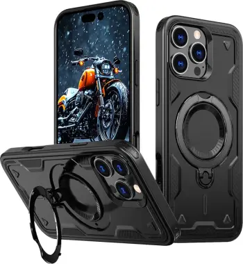 Mbështjellës Hurtel Hybrid Armor Trendy me MagSafe për iPhone 16 Pro, i zi