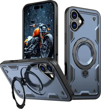 Mbështjellës Hurtel Hybrid Armor Trendy me MagSafe për iPhone 16 Plus, Blu