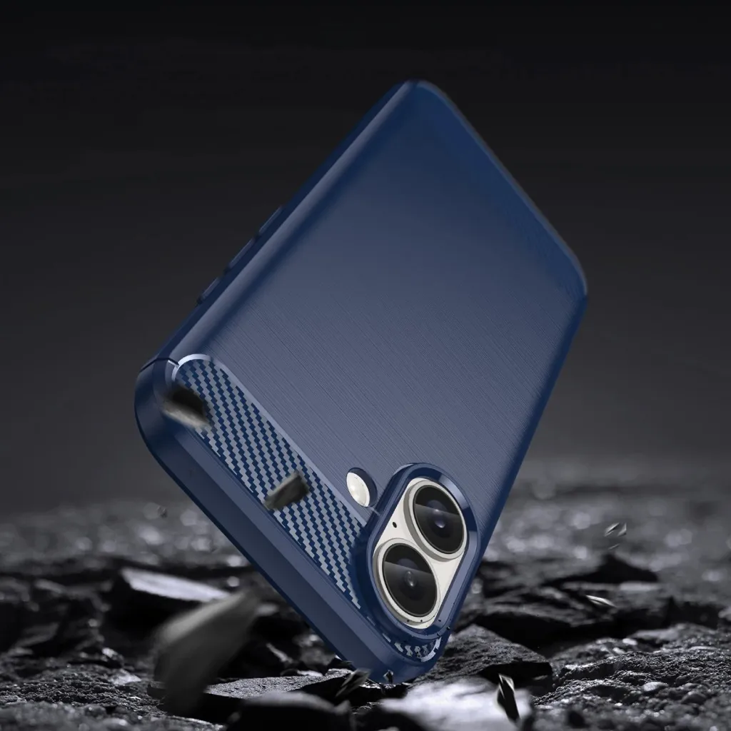 Mbështjellës Hurtel Carbon Case për iPhone 16, TPU, Blu - 4