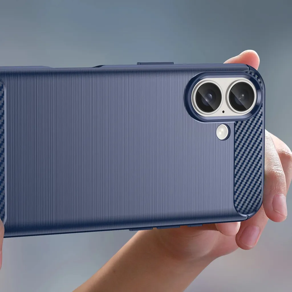 Mbështjellës Hurtel Carbon Case për iPhone 16, TPU, Blu - 6