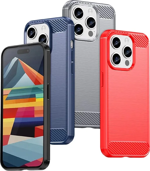 Mbështjellës Hurtel Carbon Case për iPhone 15 Pro, TPU, i zi - 5