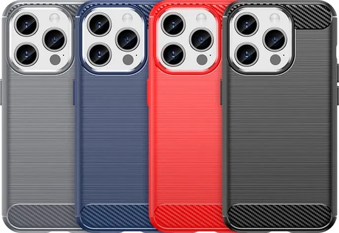 Mbështjellës Hurtel Carbon Case për iPhone 15 Pro, TPU, i zi - 7