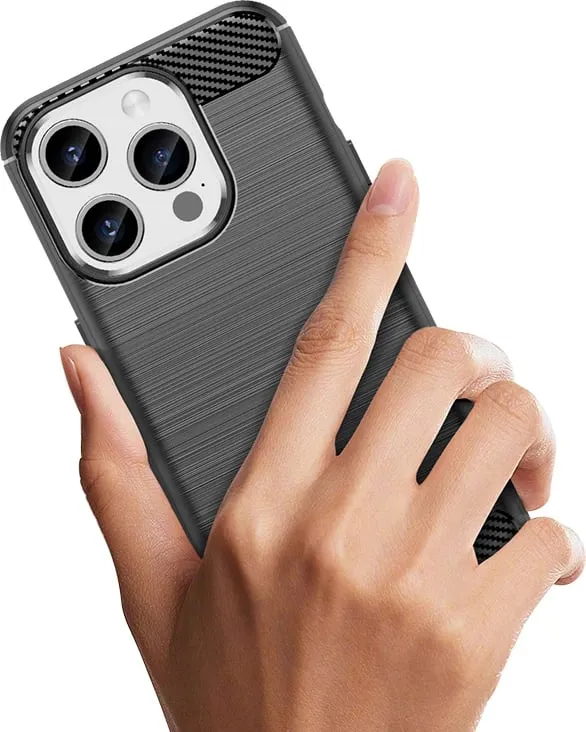 Mbështjellës Hurtel Carbon Case për iPhone 15 Pro, TPU, i zi - 8