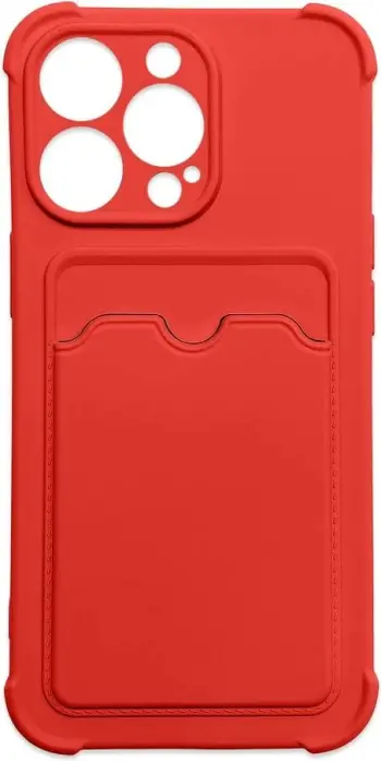 Mbështjellës Hurtel për iPhone 13 mini, Card Armor, silikon, xhep për karta, Kuq