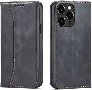 Mbështjellës Hurtel Magnet Fancy Case për iPhone 14 Pro, me kapak, xhepa për kartela dhe qëndrim, e zezë