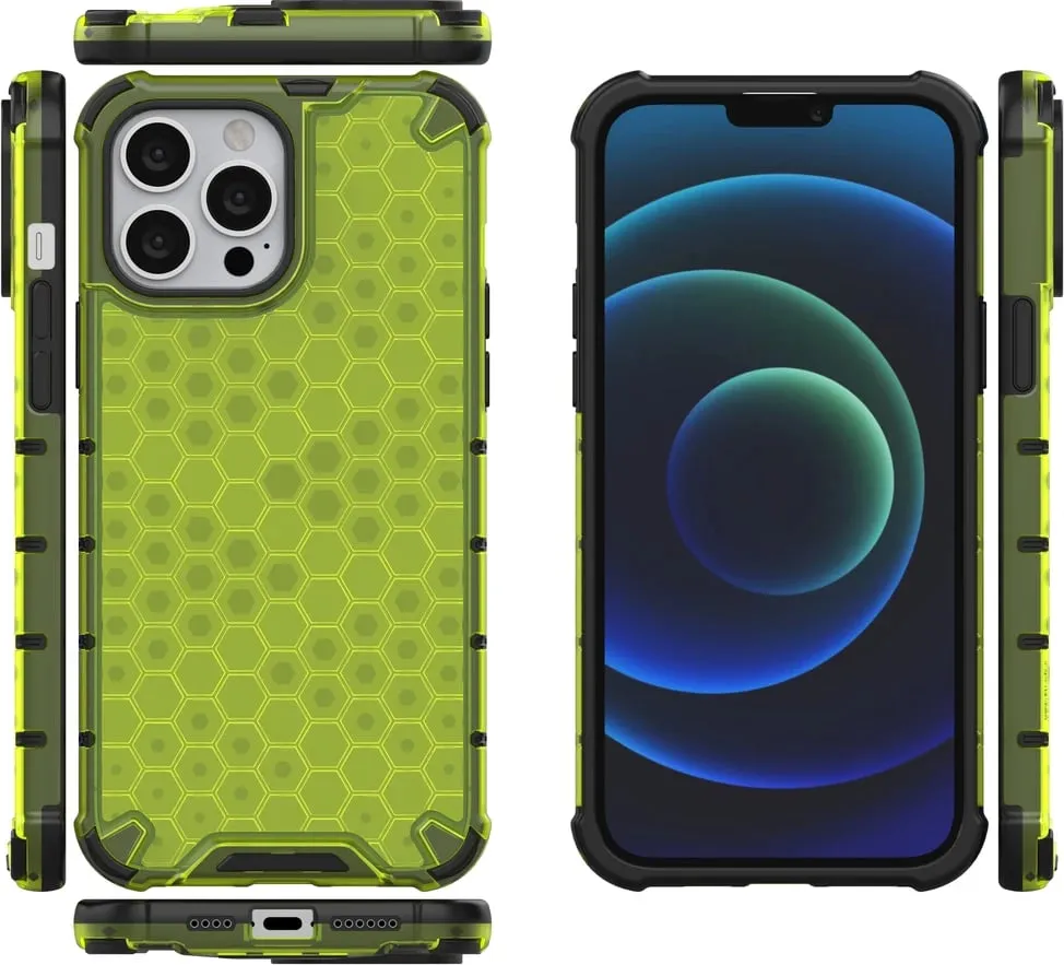 Mbështjellës Hurtel Honeycomb për iPhone 13 Pro Max, i gjelbër - 2