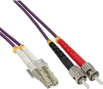 Kabllo patchcord me fibra optike InLine LC/ST 50/125µm, OM4, 2 m, vjollcë