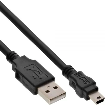 Kabllo USB InLine, USB-A/miniUSB, 5 m, e zezë - 1