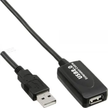 Kabllo InLine USB-A - USB-A (34611I), 10 m, e zezë