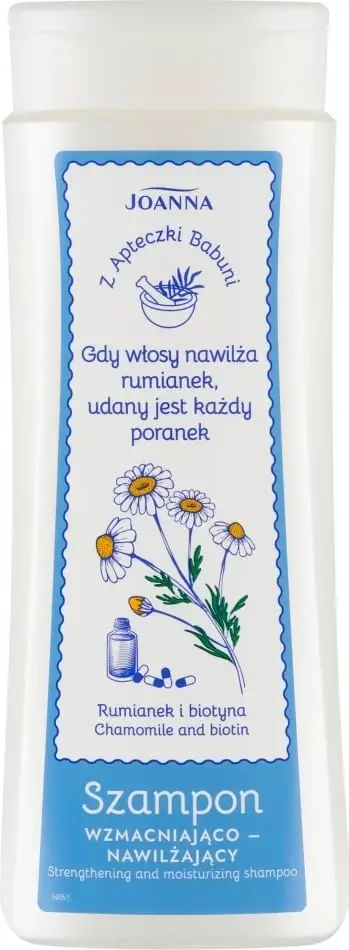 Shampo flokësh Joanna From Grandma's First Aid Kit Strengthening, hidratim dhe shkëlqim, 300 ml