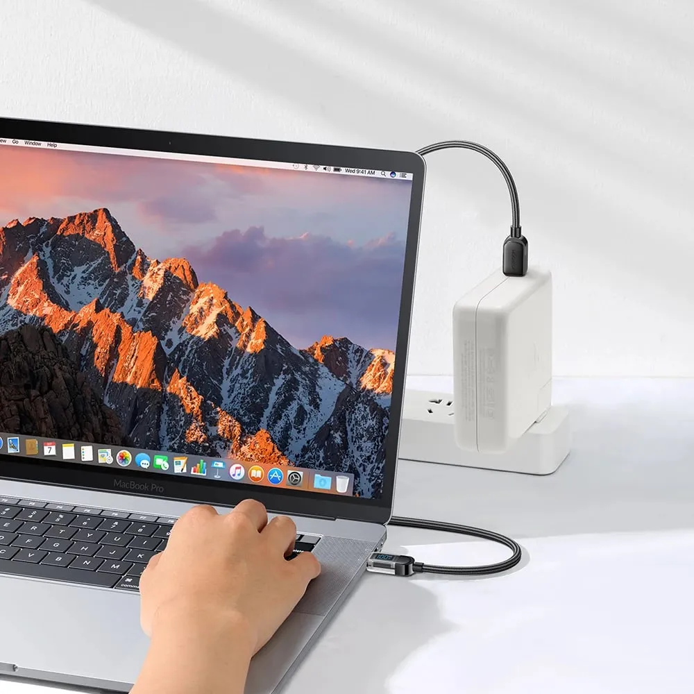 Kabllo USB-C/USB-C Joyroom A4 S-CC100A4 me ekran LED, 1.2m, 100W, e zezë - 6