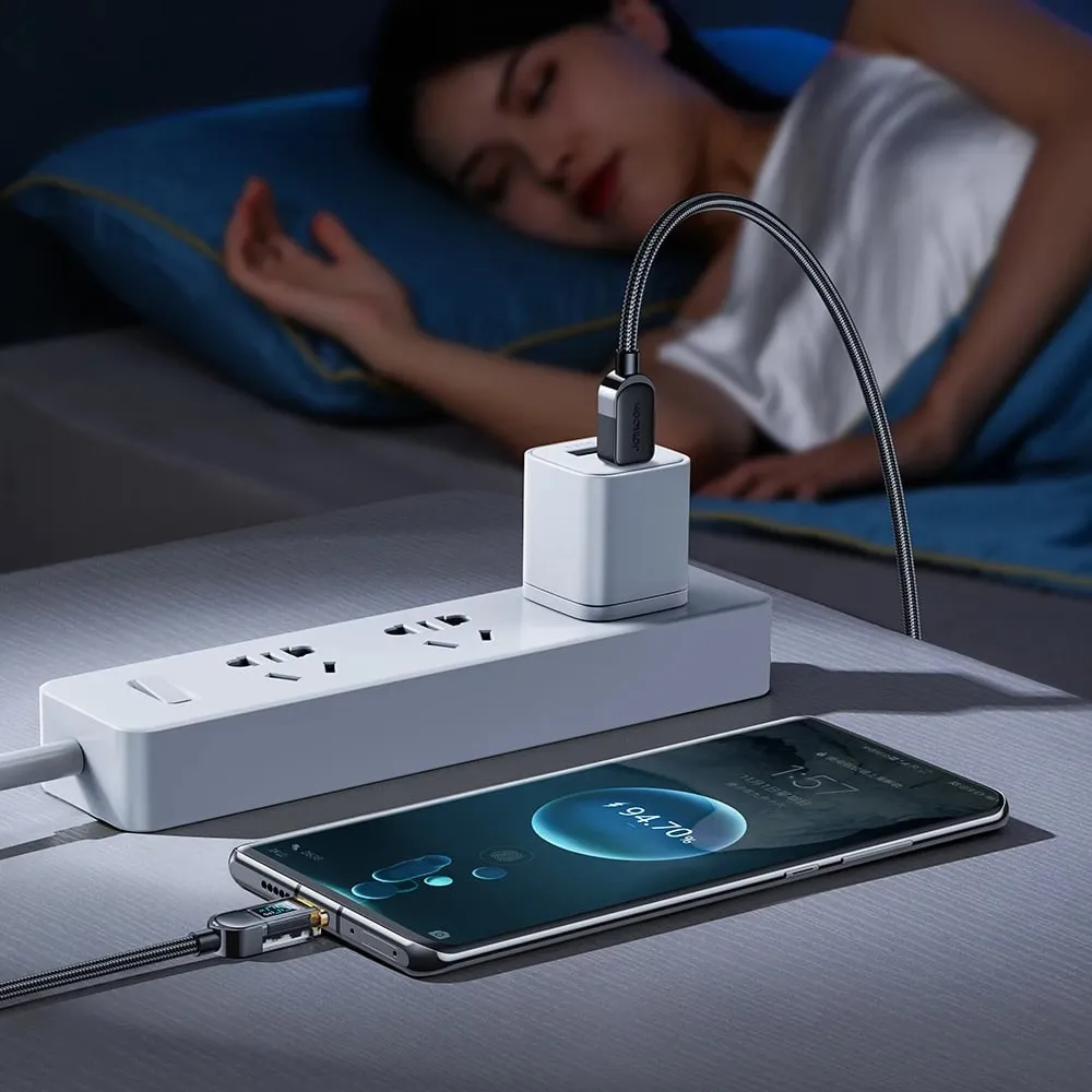 Kabllo USB-C/USB-C Joyroom A4 S-CC100A4 me ekran LED, 1.2m, 100W, e zezë - 9