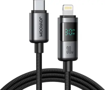 Kabllo Joyroom S-A16 Pro Prism Series USB-C në Lightning me ekran, 1.2m, 30W, e zezë