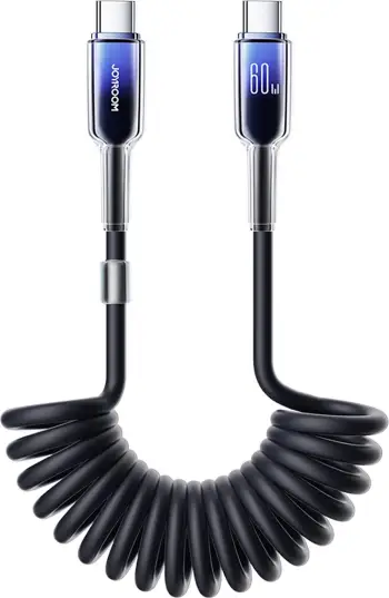 Kabllo spiral USB-C në USB-C Joyroom S-A43 Crystal-Clear Series, 1.5m, 60W, e zezë