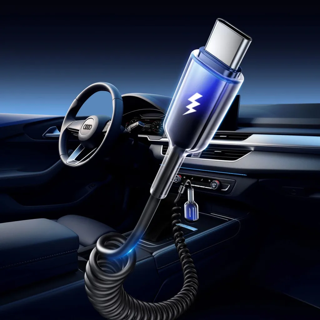Kabllo spiral USB-A në USB-C Joyroom S-A43 Crystal-Clear Series, 1.5m, 3A, e zezë - 3