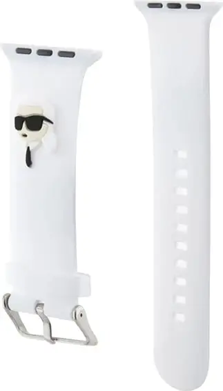Rrip silikoni për Apple Watch Karl Lagerfeld 3D Rubber Karl Head, i bardhë