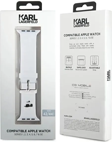 Rrip për Apple Watch Karl Lagerfeld 3D Rubber Choupette Head, silikon, i bardhë - 2