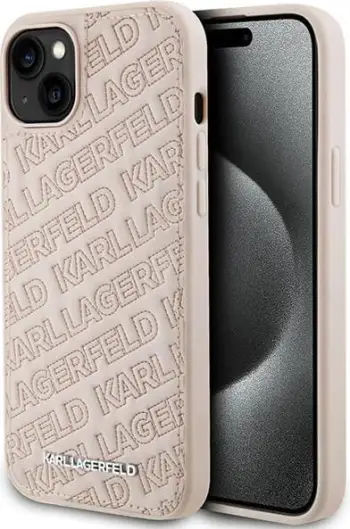 Mbështjellës Karl Lagerfeld Quilted K Pattern për iPhone 15, Rozë
