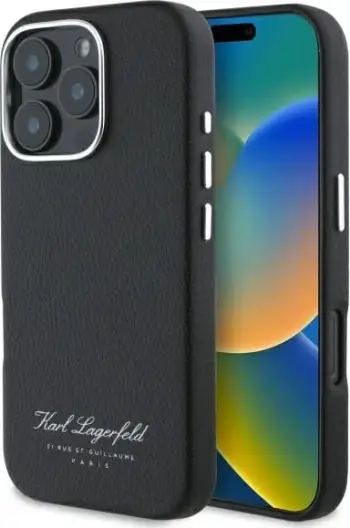 Mbështjellës Karl Lagerfeld Hotel RSG për iPhone 16 Pro Max, i zi