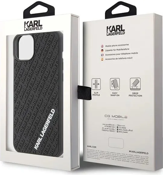 Mbështjellës Karl Lagerfeld 3D Rubber Multi Logo për iPhone 15 Plus, i zi - 2
