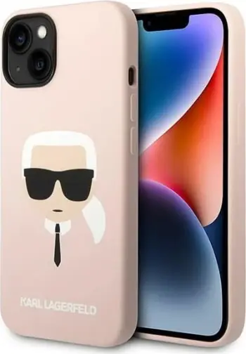 Mbështjellës Karl Lagerfeld Silicone Karl`s Head për iPhone 14/15/13 6.1", rozë