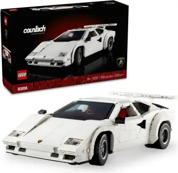 Set LEGO ICONS Lamborghini Countach 5000 Quattrovalvole, Bardhë