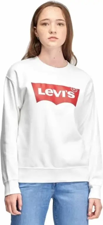 Bluzë me kapuç Levi's Graphic Standard Crew W 186860011, pambuk, e bardhë